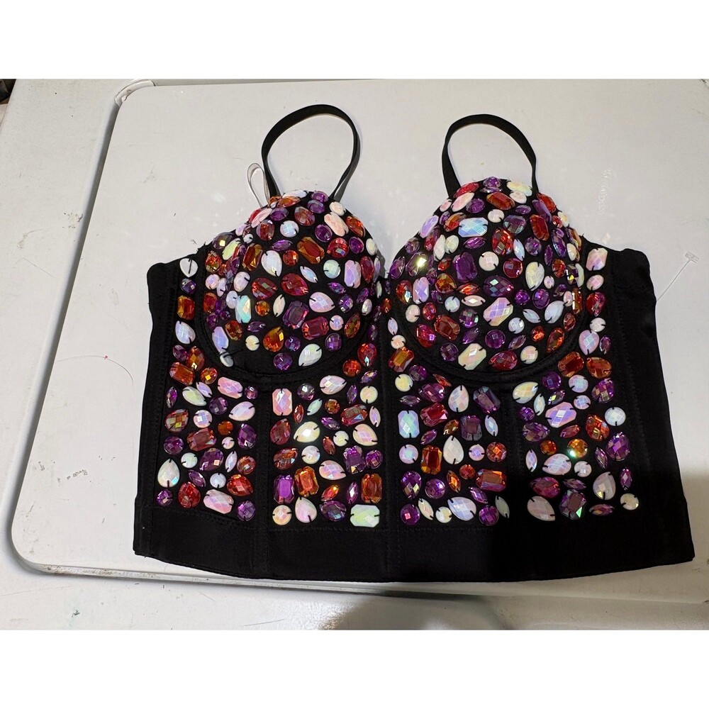 Lydia USA Multicolor Rhinestone Bustier Top